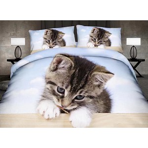 Sedmidílná sada 3D povlečení 140x200+70x90 Kitty Claws