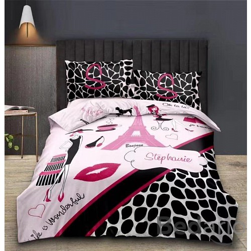 Sedmidílná sada 3D povlečení 140x200+70x90 Oh la la Stephanie