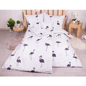 Sedmidílná sada 3D povlečení 140x200+70x90 Flamingo
