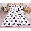 Sedmidílná sada povlečení 140x200+70x90 Black and White Hearts