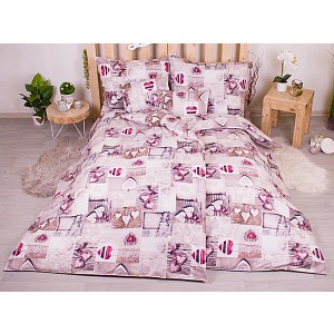 Sedmidílná sada povlečení 140x200+70x90 Hearts Patchwork
