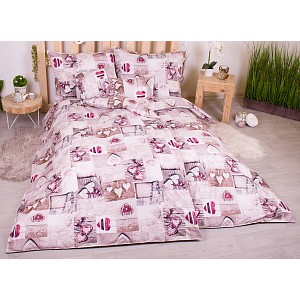 Sedmidílná sada povlečení 140x200+70x90 Hearts Patchwork