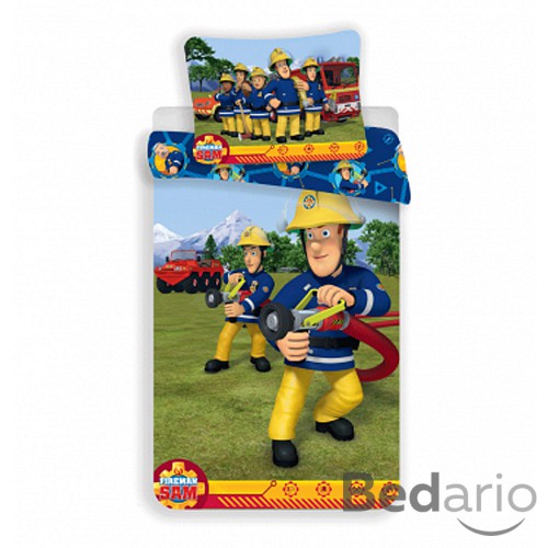 Bavlněné povlečení do postýlky 40x60+100x135 Požárník Sam Blue