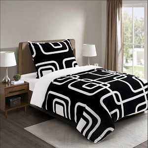 Mikroplyšové povlečení Premium 140x200+70x90 Bludiště černá