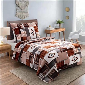 Mikroplyšové povlečení Premium 140x200+70x90 Záplaty hnědé