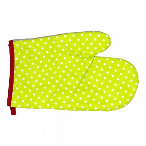 Kuchyňská chňapka s potiskem - Zelená s bílými puntíky