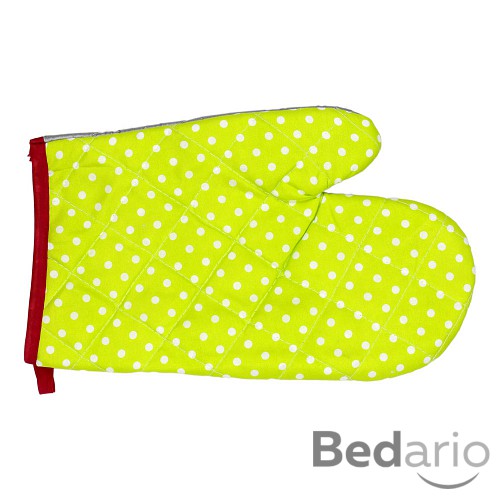 Kuchyňská chňapka s potiskem - Zelená s bílými puntíky