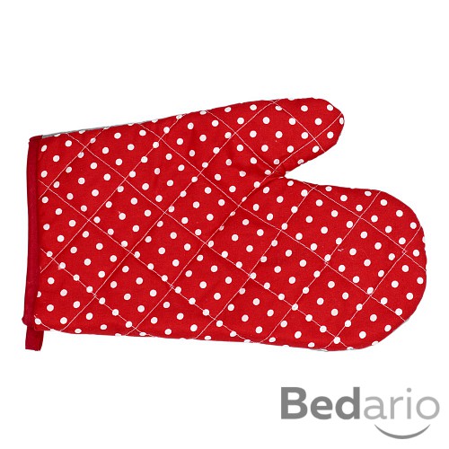 Kuchyňská chňapka s potiskem - Červená s bílými puntíky