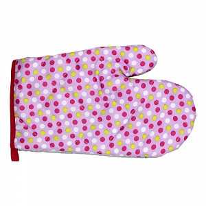 Kuchyňská chňapka s potiskem - Růžová barevné puntíky