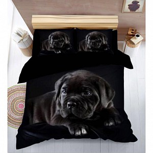 Sedmidílná sada 3D povlečení 140x200+70x90 Black Dog