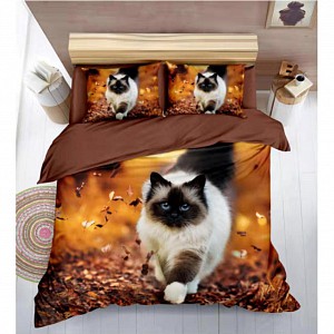 Sedmidílná sada 3D povlečení 140x200+70x90 Balinese Cat