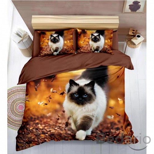 Sedmidílná sada 3D povlečení 140x200+70x90 Balinese Cat