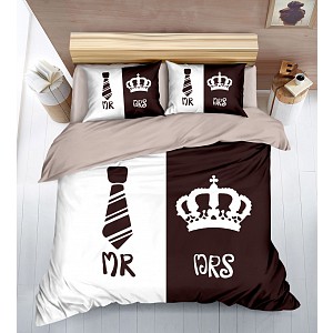 Třídílná sada bavlněného povlečení 140x200+70x90+40x50 - Mr. and Mrs.