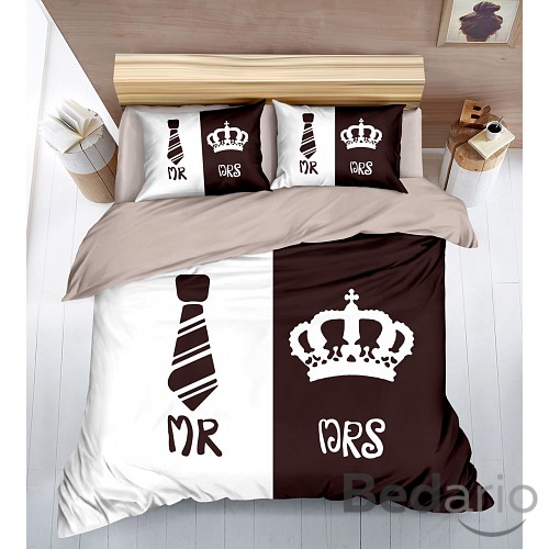 Třídílná sada bavlněného povlečení 140x200+70x90+40x50 - Mr. and Mrs.
