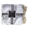 Prošívaný dekorační přehoz s třásněmi 240x260 Tropical Leaves Grey