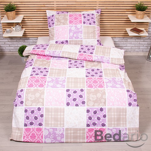 Bavlněné povlečení 140x200+70x90 Patchwork růžový