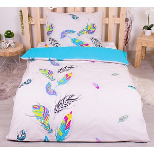 Bavlněné povlečení 140x200+70x90 Pestrá pírka