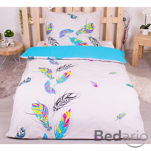 Bavlněné povlečení 140x200+70x90 Pestrá pírka