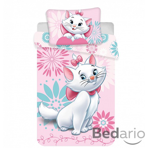 Bavlněné povlečení do postýlky 40x60+100x135 Kočka Marie Flowers