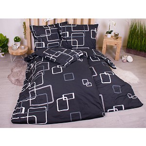 Sada povlečení na dvě lůžka 140x200+70x90 Čtverce černobílé