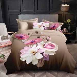 Šestidílná sada francouzské 3D povlečení 200x220+2x70x90 Flowers mix