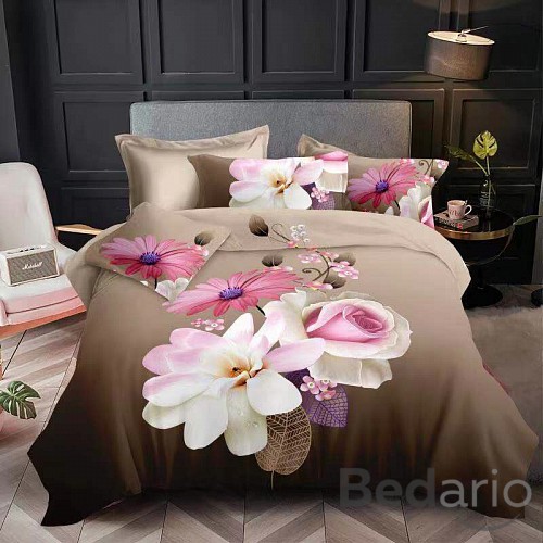 Šestidílná sada francouzské 3D povlečení 200x220+2x70x90 Flowers mix