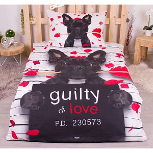 Bavlněné povlečení 140x200+70x90 Bulldog Heart