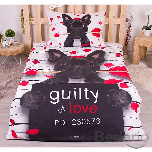 Bavlněné povlečení 140x200+70x90 Bulldog Heart