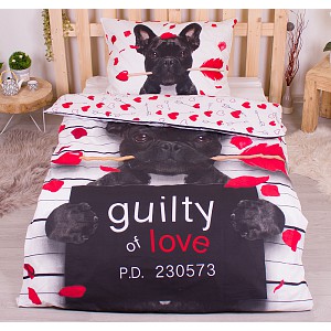 Bavlněné povlečení 140x200+70x90 Bulldog Heart