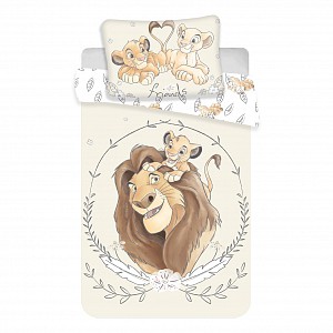 Bavlněné povlečení do postýlky 40x60+100x135 Lví Král Yellow