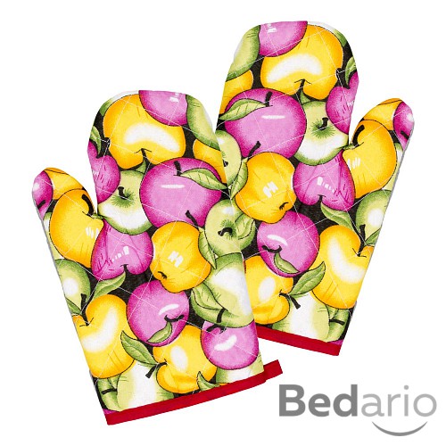 Kuchyňské chňapky - pár s potiskem - Jablka mix