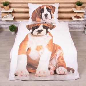 Bavlněné povlečení 140x200+70x90 Pes Brown