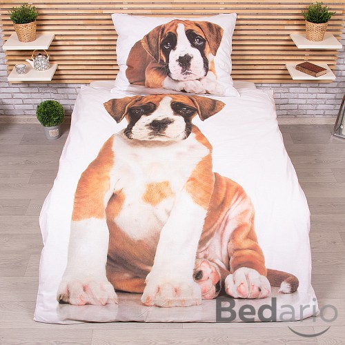 Bavlněné povlečení 140x200+70x90 Pes Brown