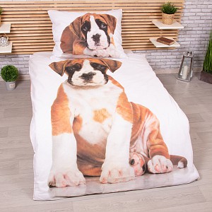 Bavlněné povlečení 140x200+70x90 Pes Brown