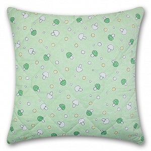 Prošívaný bavlněný polštářek Classic s motivem hub 45x45 - zelený