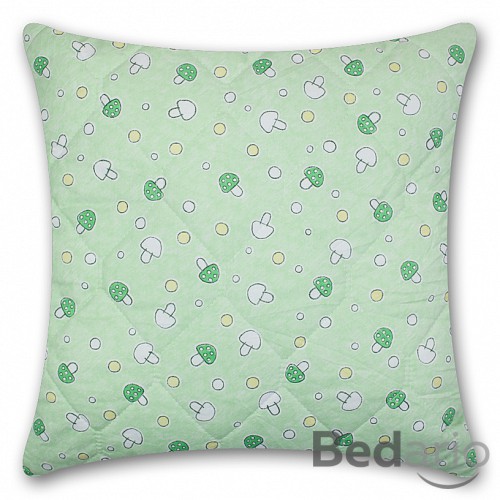 Prošívaný bavlněný polštářek Classic s motivem hub 45x45 - zelený
