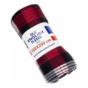 Fleecová deka Old English 150x200 Černo-červená kostka