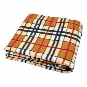 Fleecová deka Old English 150x200 Hnědo-béžová kostka