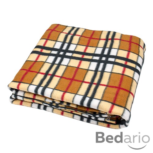 Fleecová deka Old English 150x200 Hnědo-béžová kostka