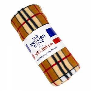 Fleecová deka Old English 150x200 Hnědo-béžová kostka