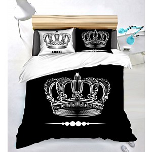 Šestidílná sada francouzské 3D povlečení 200x220+2x70x90 Black and White Queen