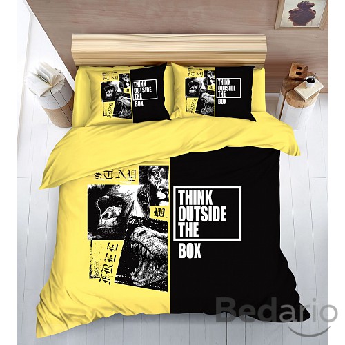 Šestidílná sada francouzské 3D povlečení 200x220+2x70x90 Yellow Wild