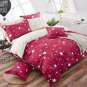 Šestidílná sada francouzské povlečení 200x220+2x70x90 Night sky red