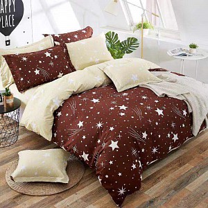 Šestidílná sada francouzské povlečení 200x220+2x70x90 Night sky brown