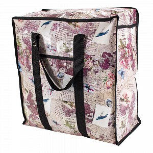 Praktická taška s pestrým vzorem a se zipem - malá SQ černá