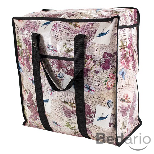 Praktická taška s pestrým vzorem a se zipem - malá SQ černá