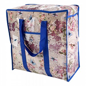 Praktická taška s pestrým vzorem a se zipem - malá SQ modrá