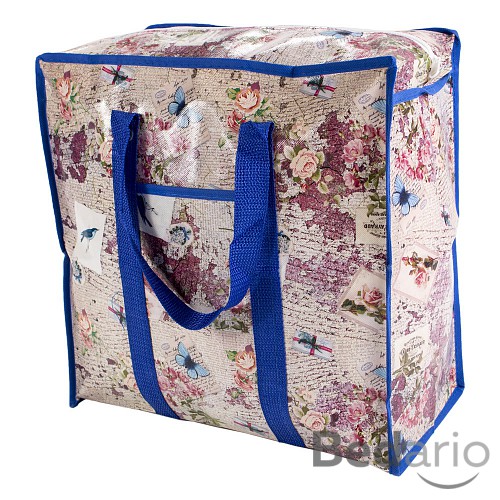 Praktická taška s pestrým vzorem a se zipem - malá SQ modrá