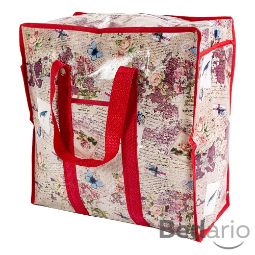 Praktická taška s pestrým vzorem a se zipem - malá SQ červená