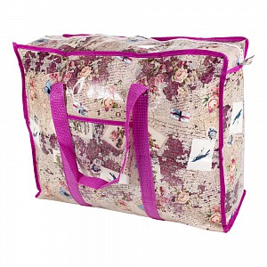 Praktická taška s pestrým vzorem a se zipem - malá Land růžová